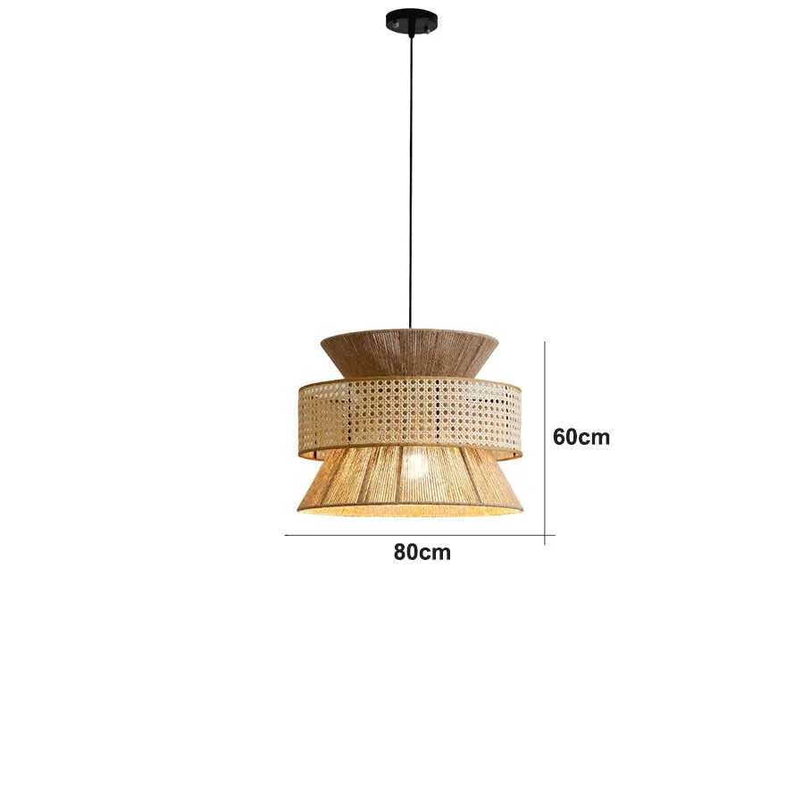 Suspension Sabi Wabi style chinois en rotin cannage