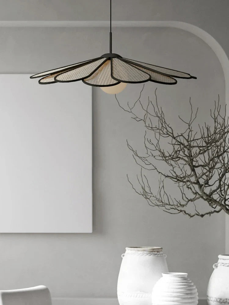lustre créatif en rotin style japonais moderne et nordique