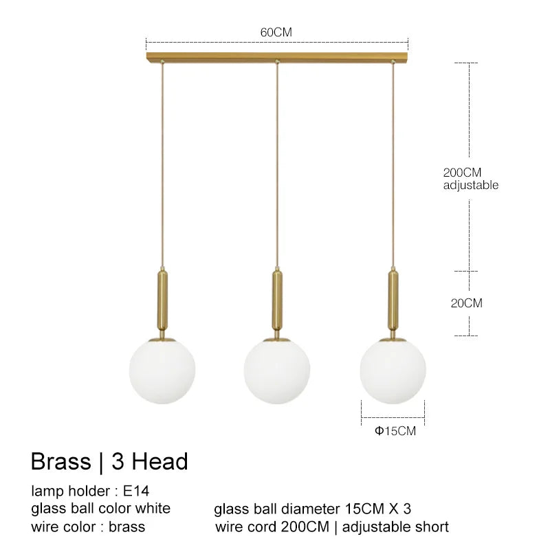 Suspension laiton noir boule lait LED