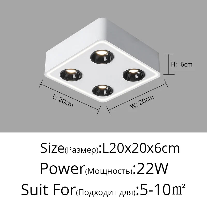 Spot carré led anti-éblouissement monté en surface