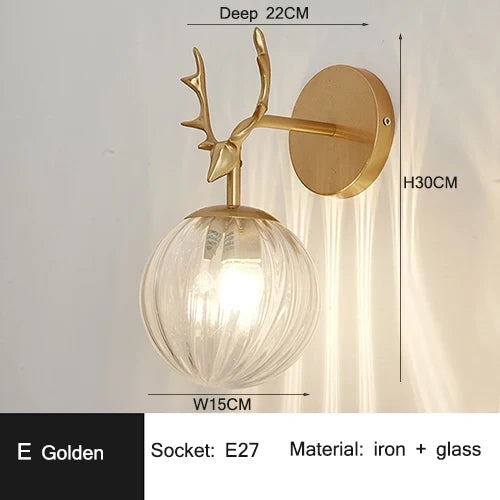 applique murale led rétro boule de verre décorative veilleuse