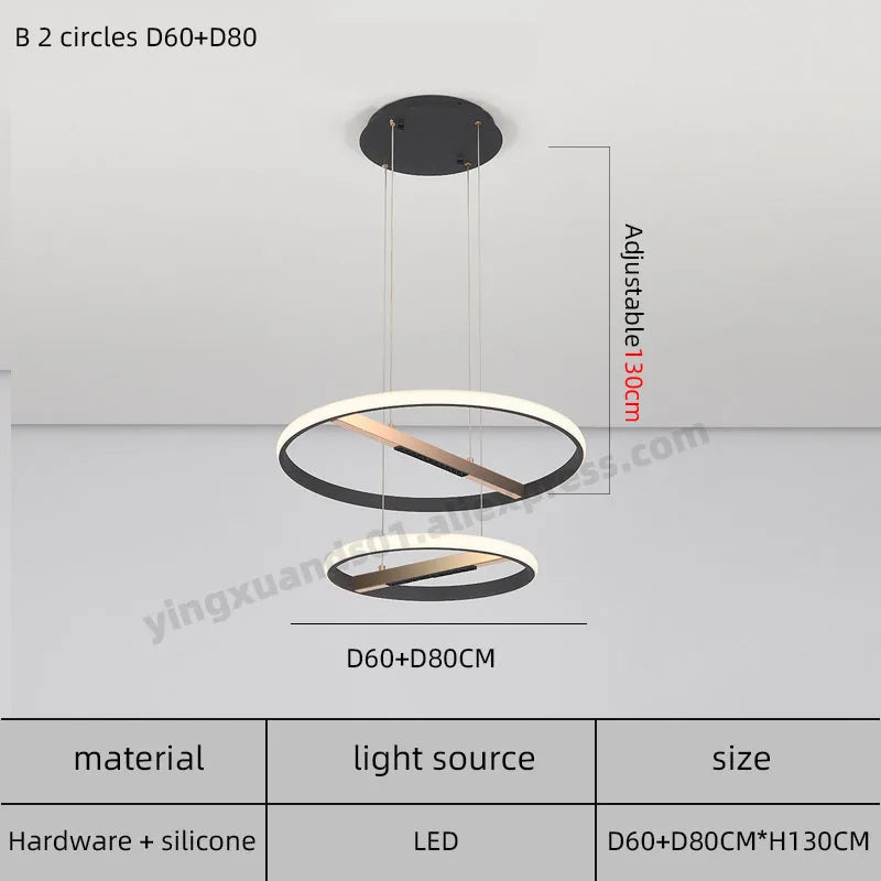 lustre moderne à anneau rond pour éclairage intérieur