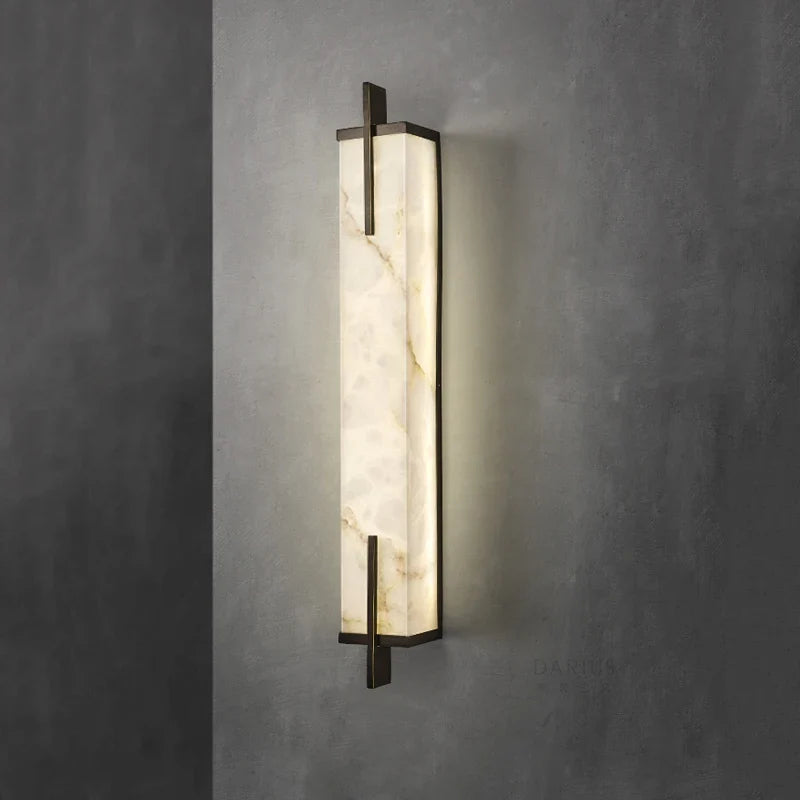 Applique murale Led en laiton doré et marbre