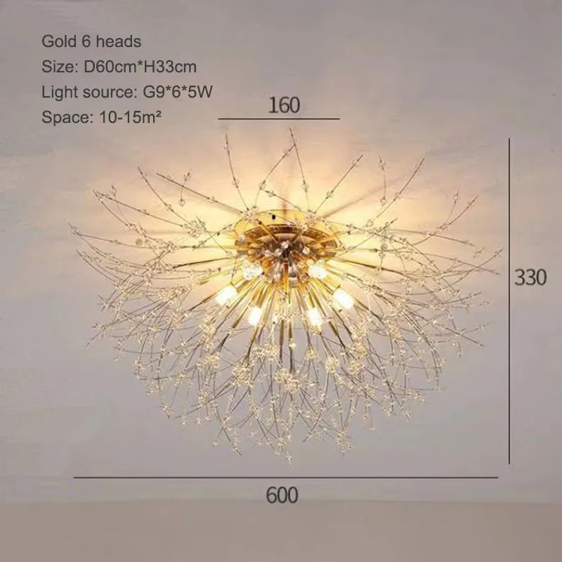 plafonnier nordique en cristal forme pissenlit lustre moderne décoratif
