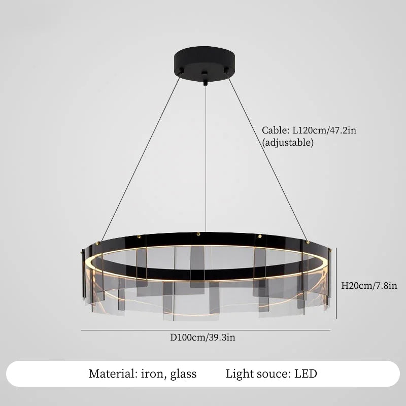 lustre moderne en verre à led pour décoration intérieure