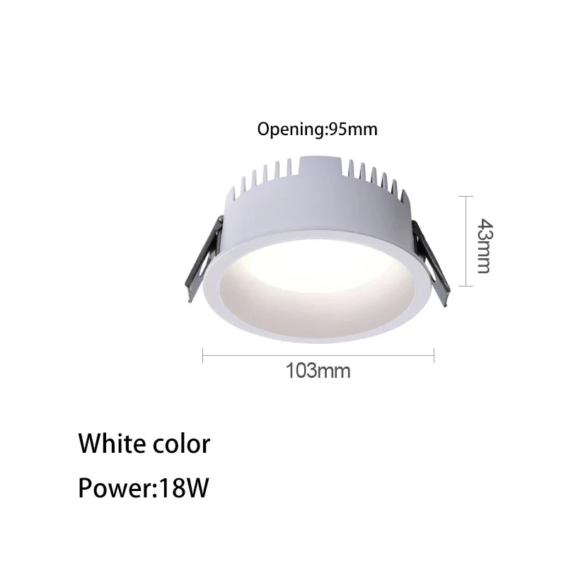 downlight led ultra mince en aluminium anti-éblouissement pour maison