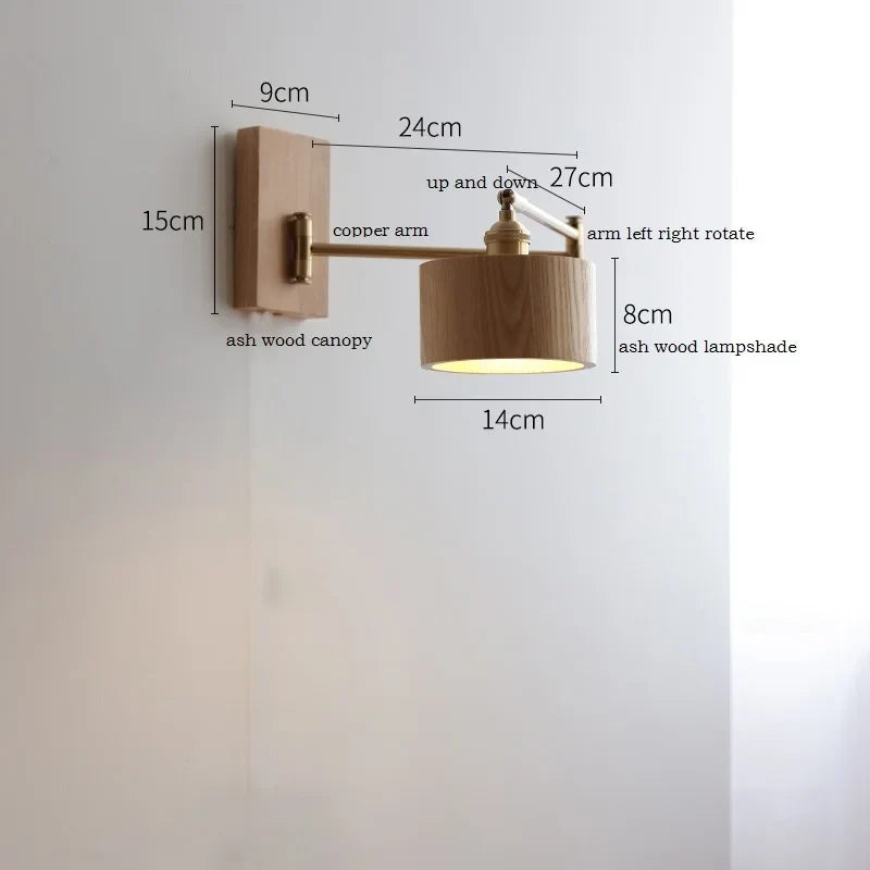 Applique murale LED en bois de frêne et de noyer