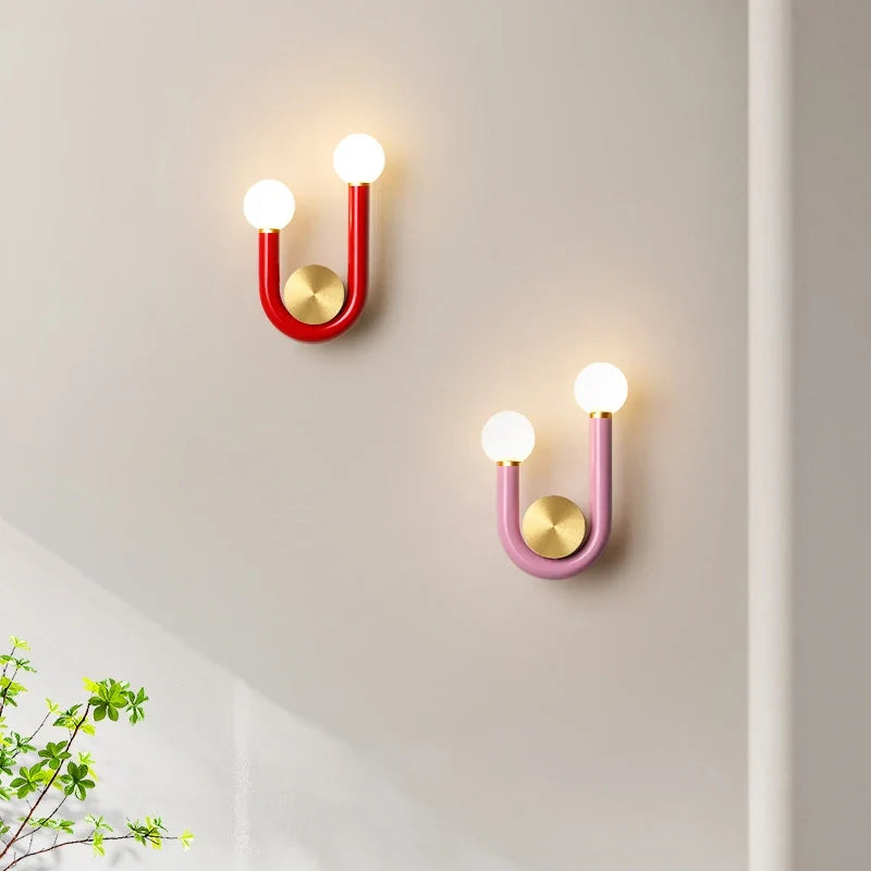 applique murale artistique en métal avec tube en u pour éclairage intérieur