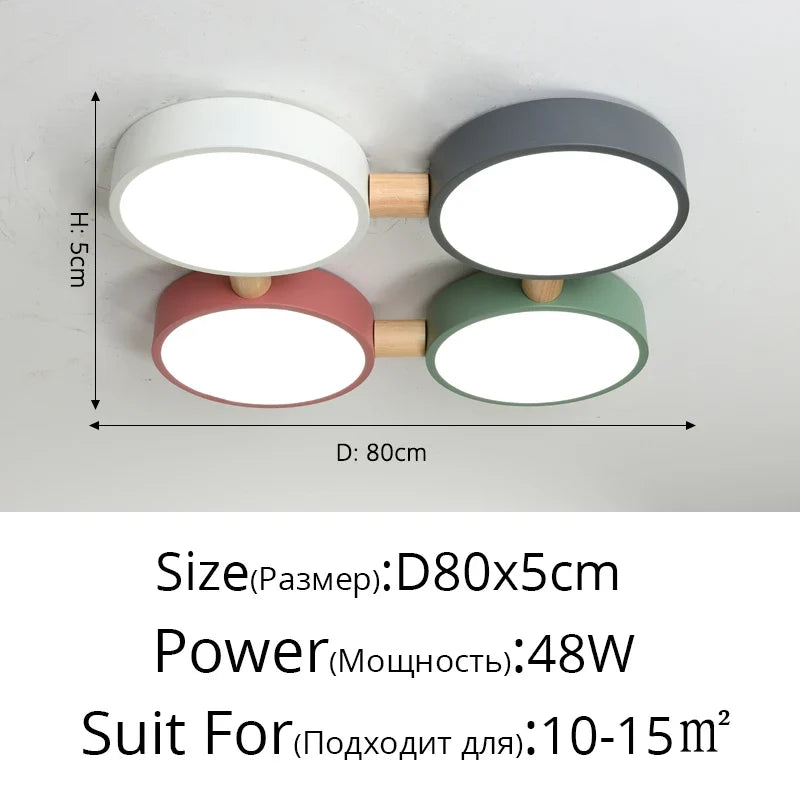 plafonniers créatifs macaron en bois pour indoorlighting led multicolore