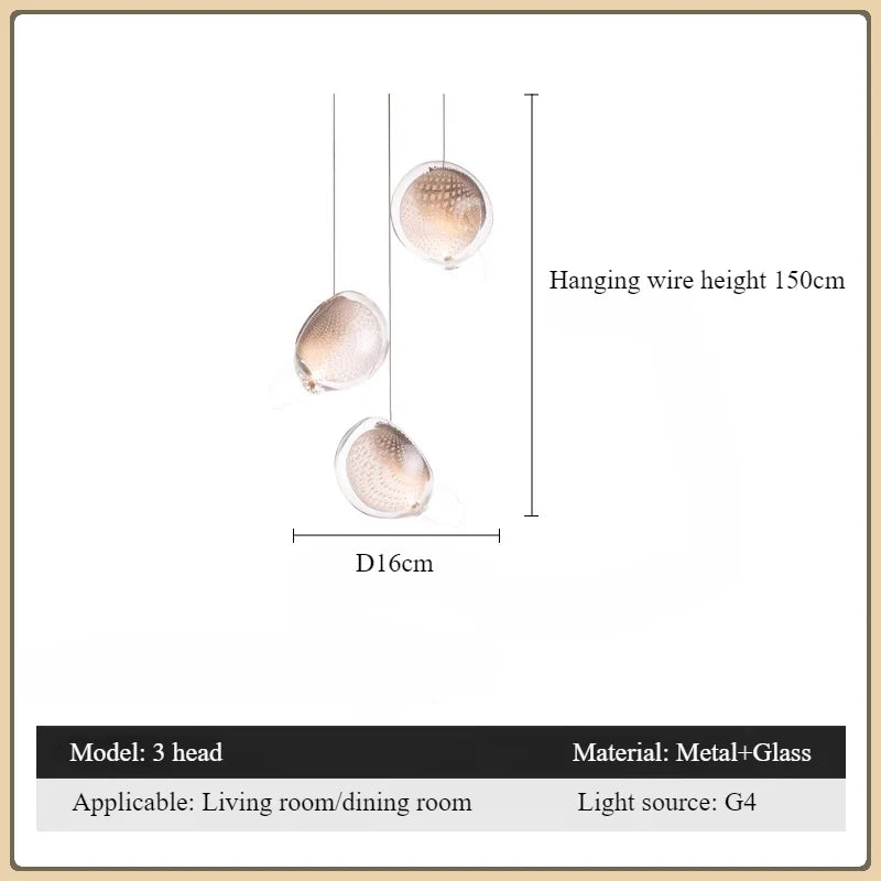 lustre moderne en verre pour décoration intérieure suspendue