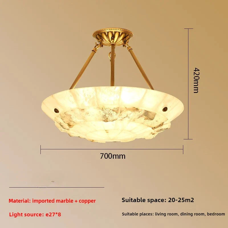 lustre minimaliste en cuivre et marbre design moderne