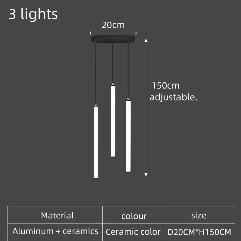 lustre led long tube spirale minimaliste moderne 2023