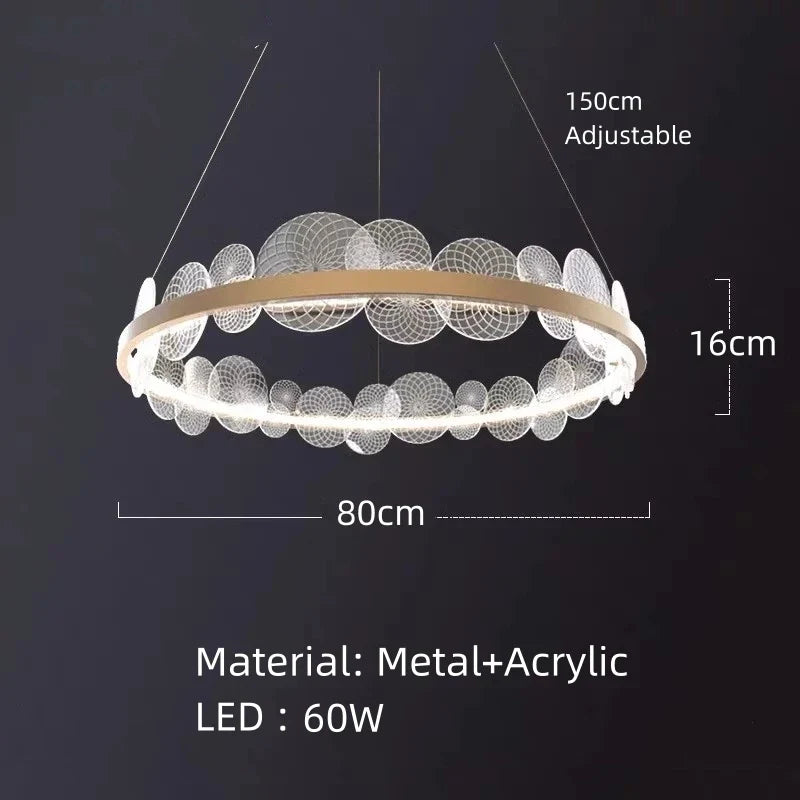 suspension nordique à anneau doré pour décoration intérieure ajustable