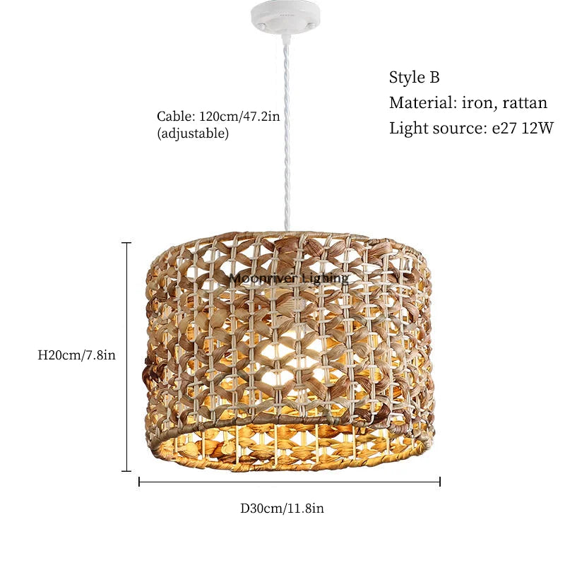 suspension en rotin style wabi sabi pour décoration moderne