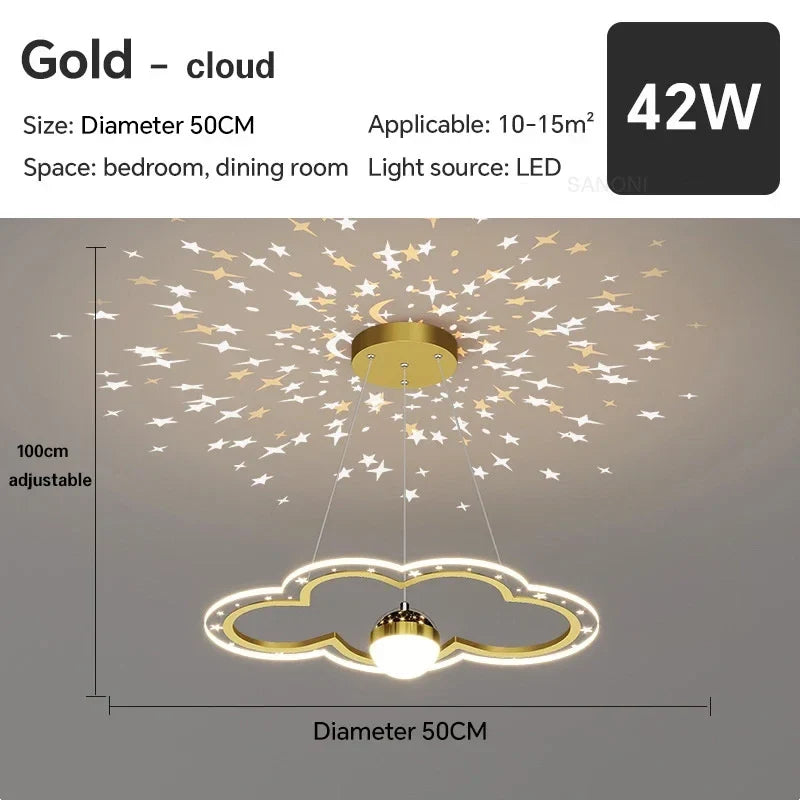 lustre led moderne nuage fleur éclairage ciel étoilé intérieur