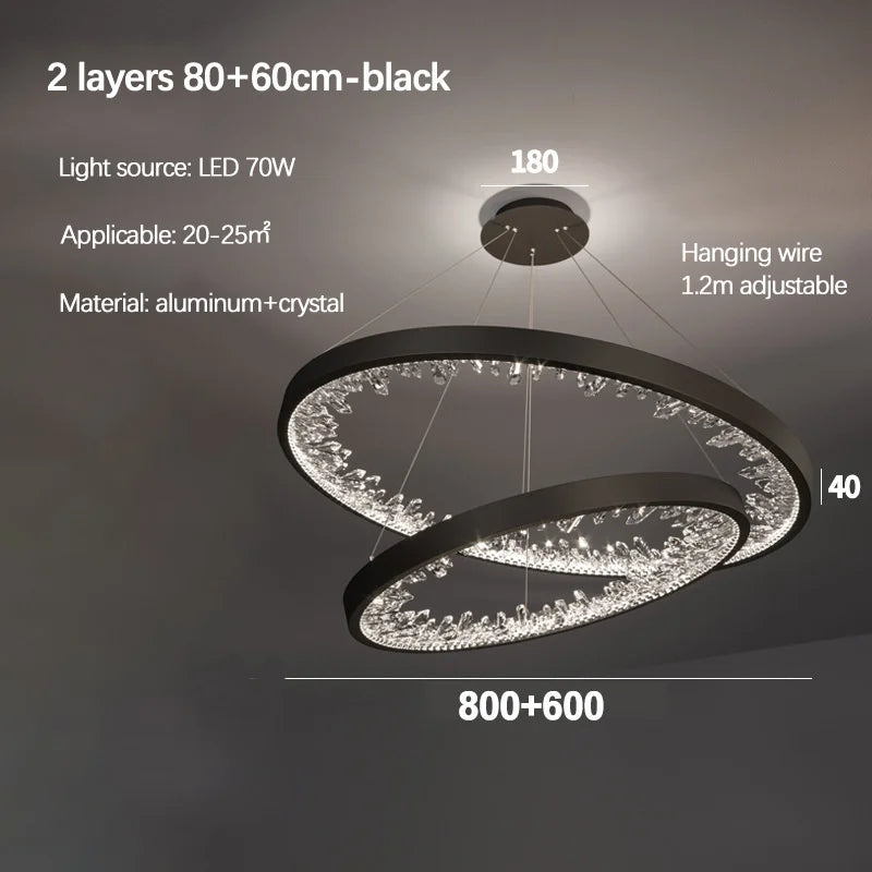 lustre en cristal design luxe avec éclairage led