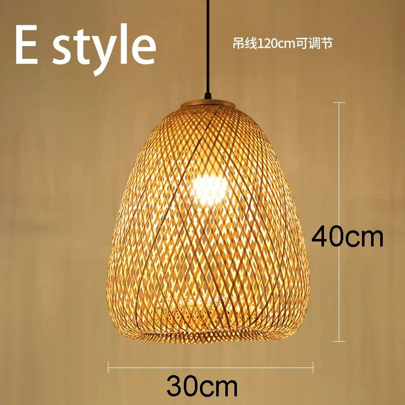 lustre style chinois fait main en bambou tissage pastoral vintage