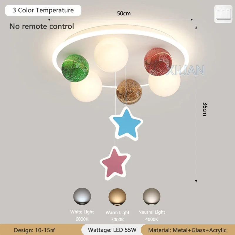 lustre en verre avec boule à bulles en forme d'étoile