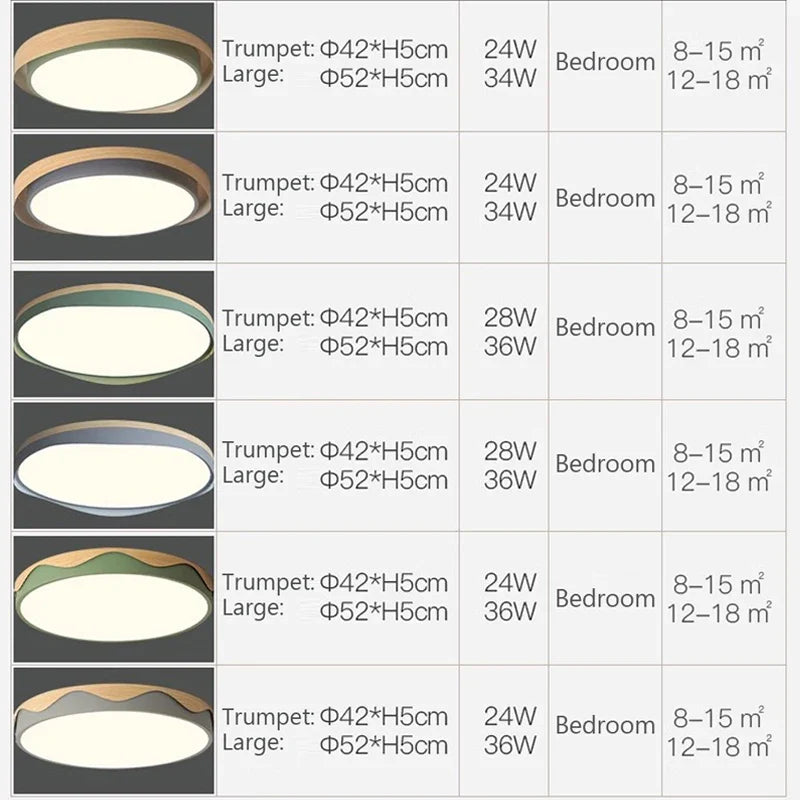 plafonnier moderne à leds circulaire grain de bois éclairage décoratif