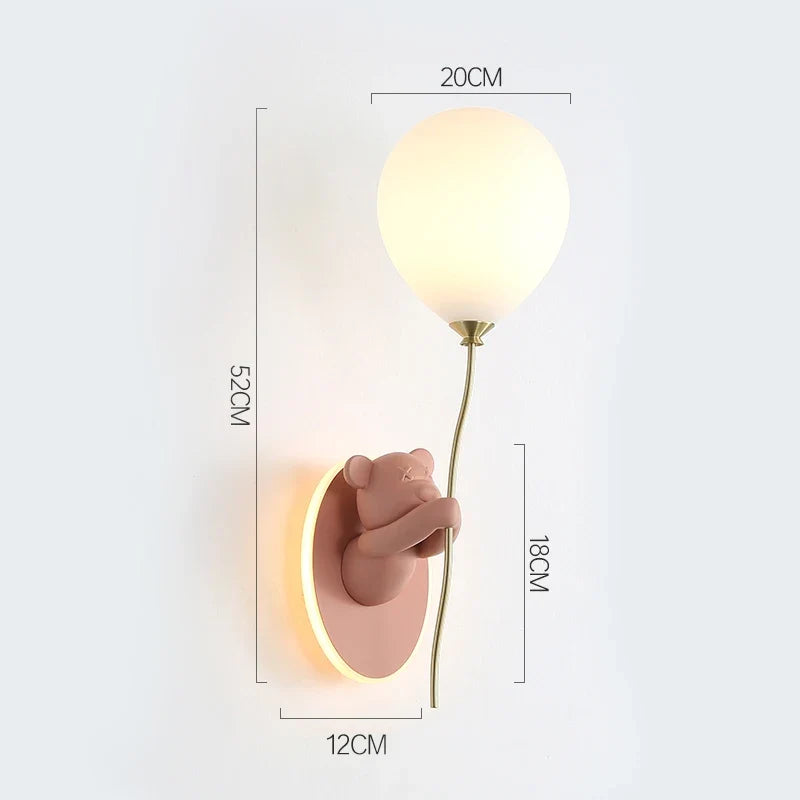 Creative and personalized cartoon children's room, bedroom, bedside wall lamp, artistic bear atmosphere wall light fixture