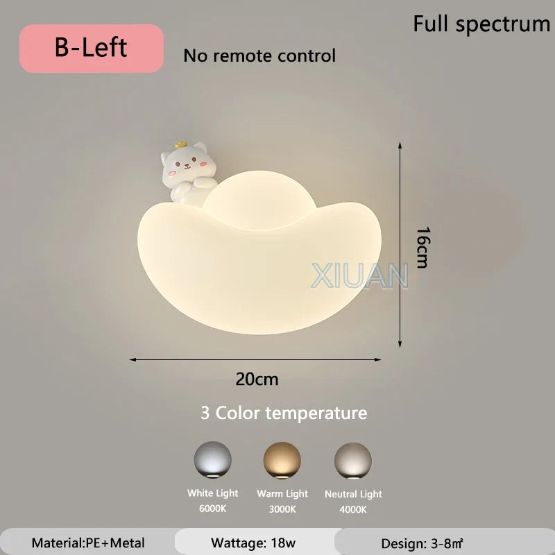 applique murale créative pour enfants thème dessin animé chat et lapin