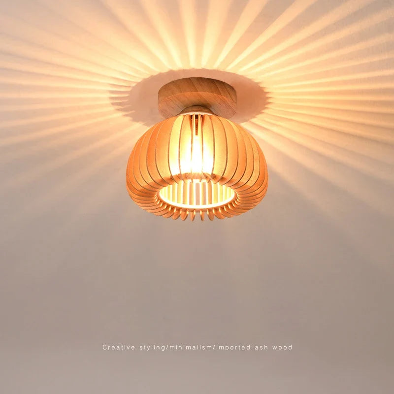 plafonnier led en bois massif design minimaliste moderne