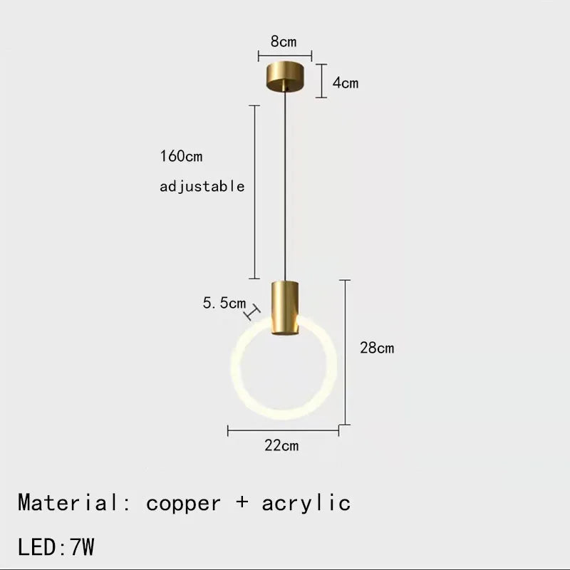 applique murale led moderne en laiton anneau acrylique 3 couleurs gradable