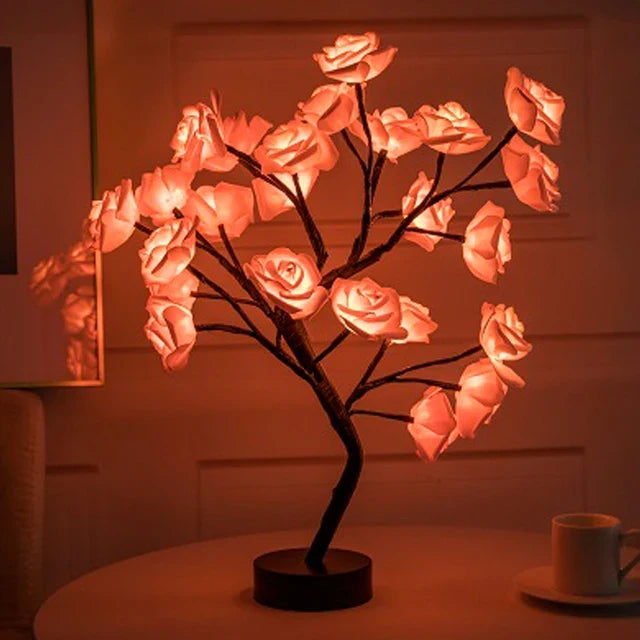 LED Rose Fleur Lampe de Table USB Arbre De Noël Fée Lumières Veilleuses Maison Fête De Mariage Chambre Décoration Cadeau de Fête des Mères
