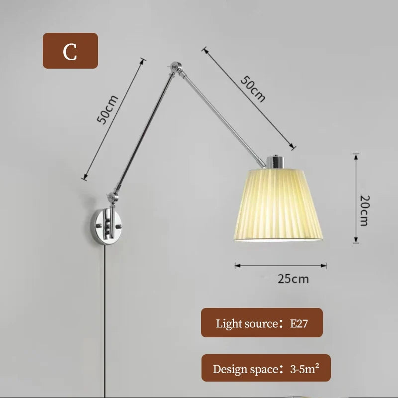 applique murale télescopique moderne bras basculant lampe rotative
