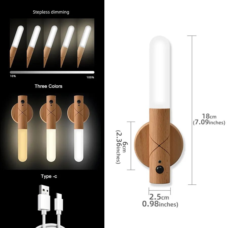 lampe led usb rechargeable bois sans fil