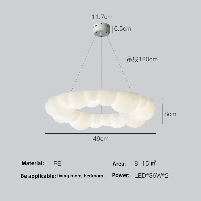 lampe nuage moderne led design anneau nordique éclairage lustre