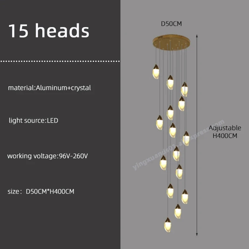 lustre en cristal design de luxe pour éclairage moderne