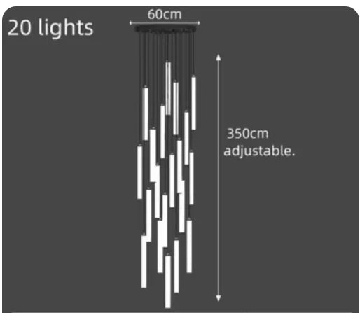 lustre moderne à led pour espaces de grande hauteur