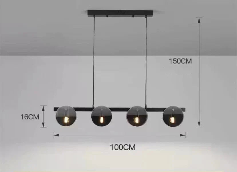 Suspension en verre noir moderne