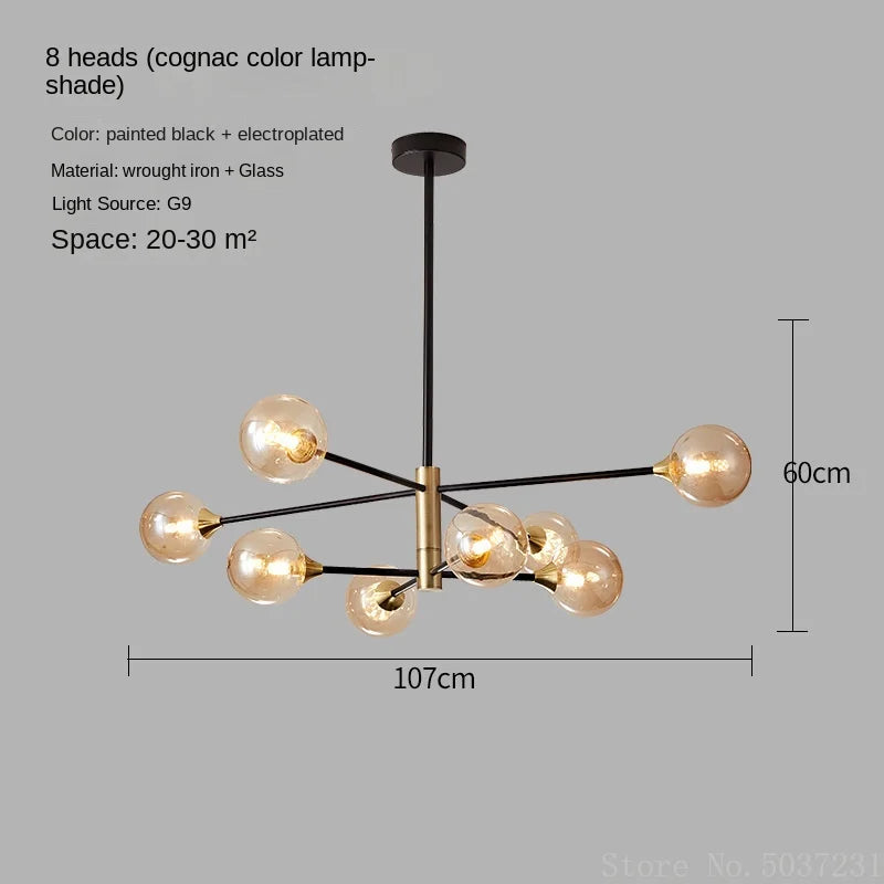 lustre moderne en forme de haricot avec éclairage led suspendu