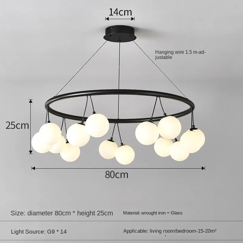 lustre led moderne en verre pour décoration intérieure