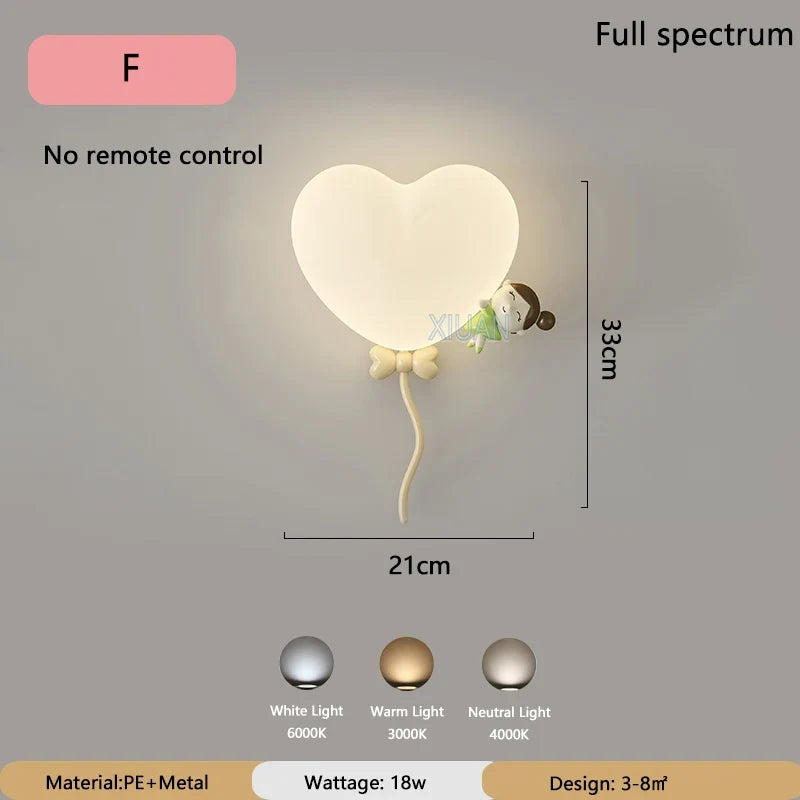 applique murale led romantique couronne coeur nuage pour enfants