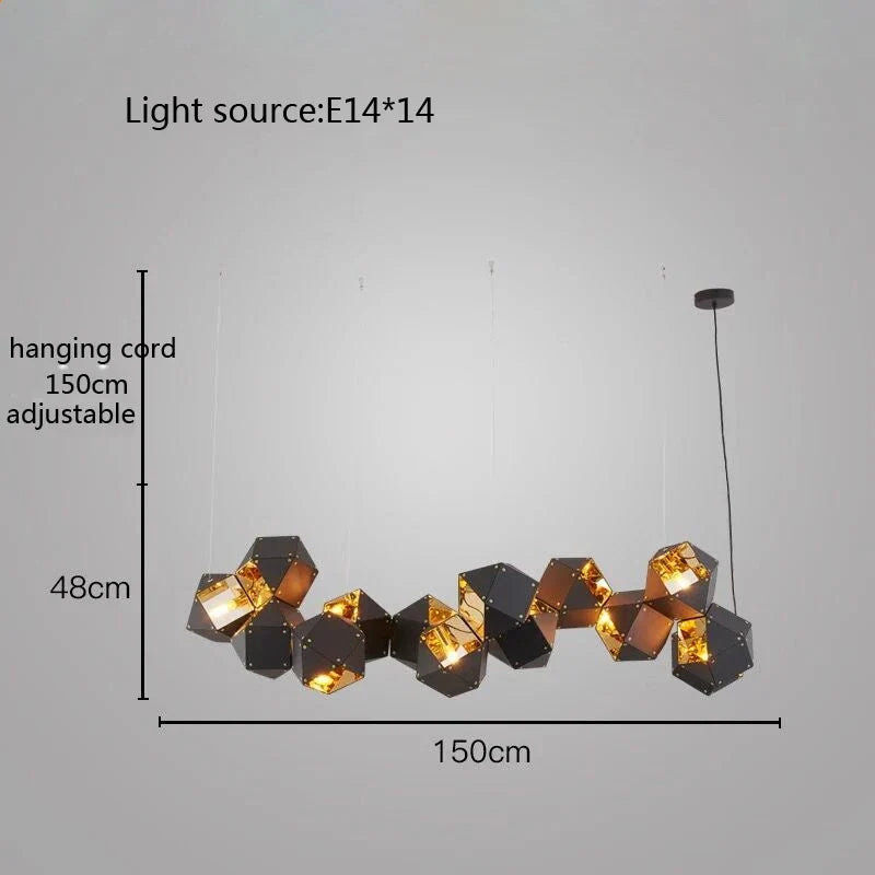 suspension led cube art déco style universel