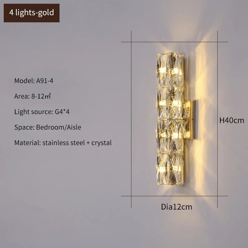 applique murale led en cristal k9 éclairage de luxe moderne