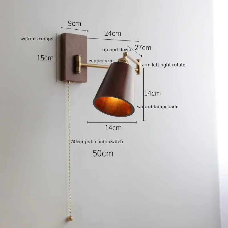 Applique murale LED en bois de frêne et de noyer
