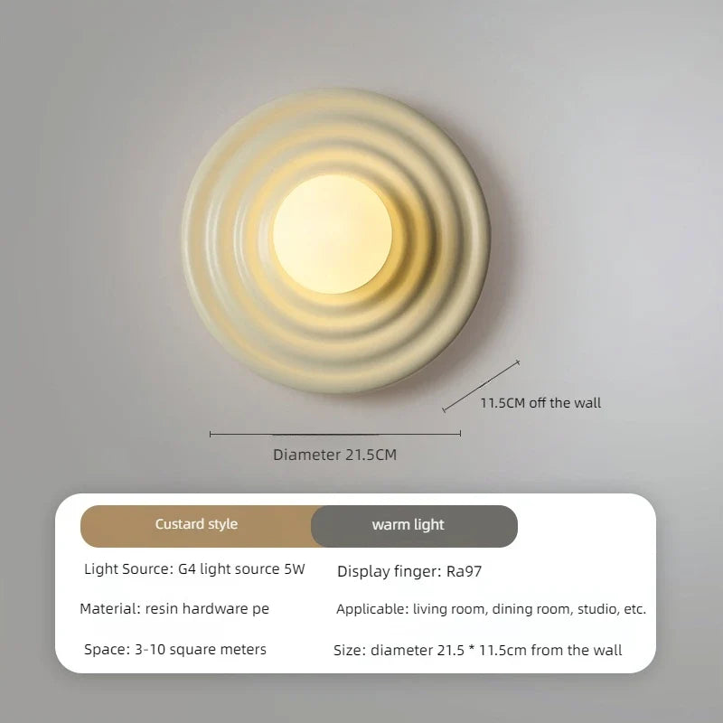 applique murale led rétro en résine luminaire mural rond japonais
