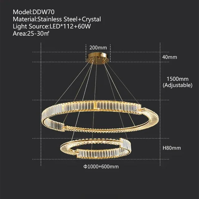 lustre moderne en cristal k9 pour décoration intérieure élégante