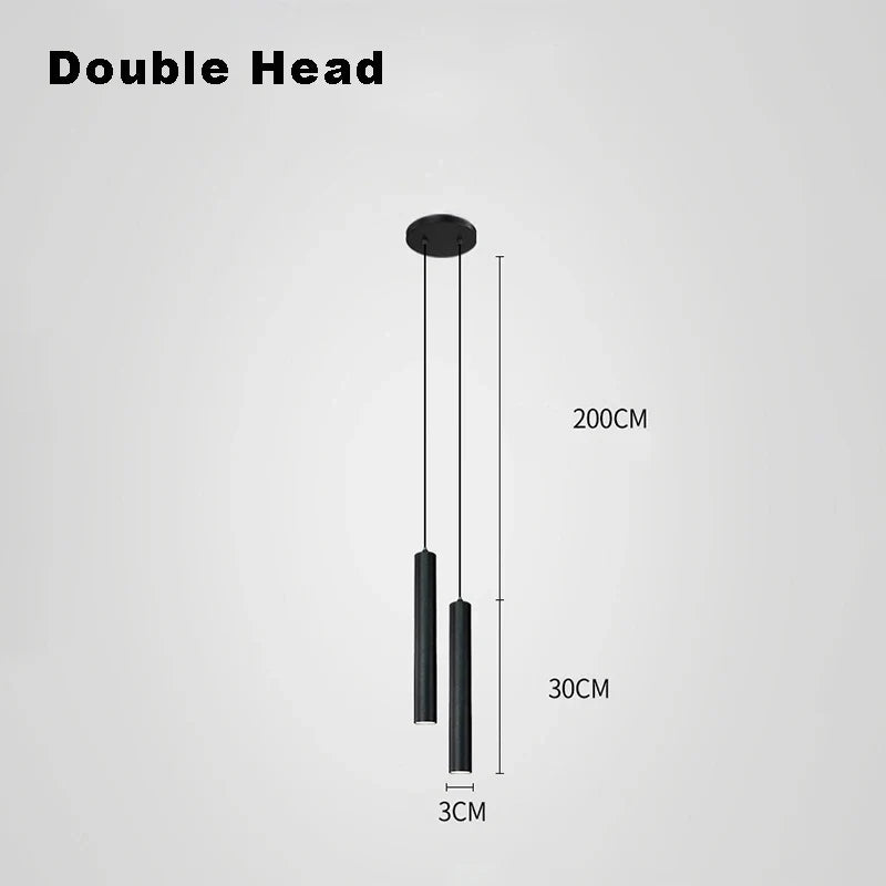 Moderne nordique suspension LED lampe Double tête suspension salle à manger 2m lampe suspendue tuyau Decora cylindre tuyau ligne lustre