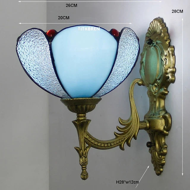 applique murale baroque en verre teinté à fleurs turques