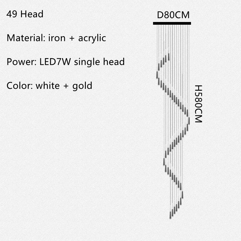 lustre led minimaliste moderne pour escalier duplex loft