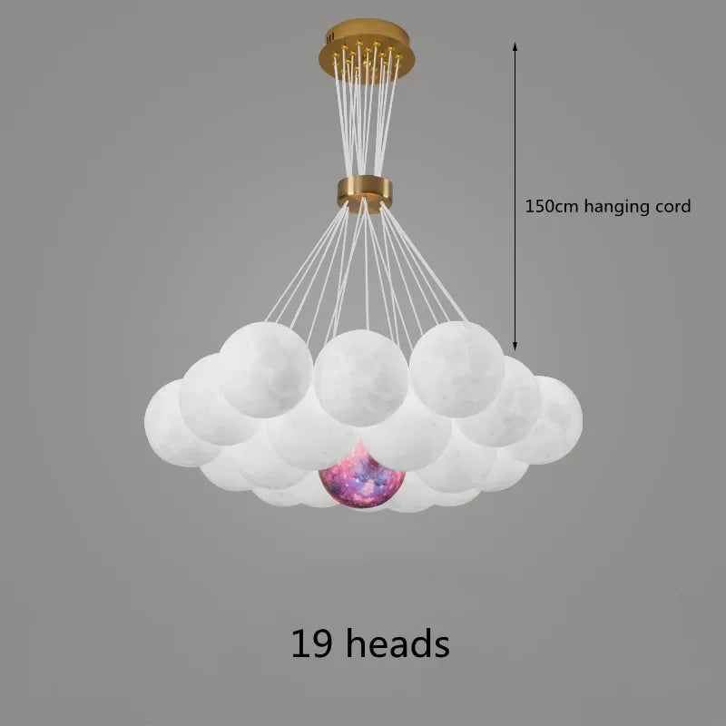 lustre led 3d lune bulle boule suspension décoration luminaires