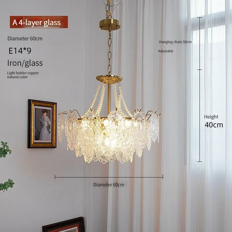 suspension moderne en verre clair style français luxe