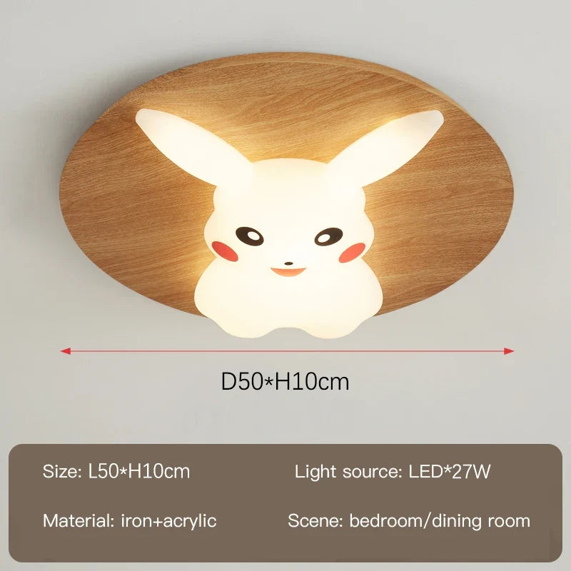 lustre moderne pour enfant avec design lapin en bois