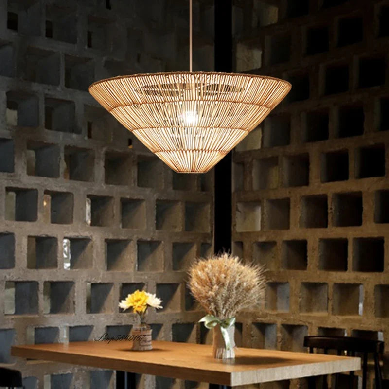 suspension en rotin style nordique fait main design wabi sabi