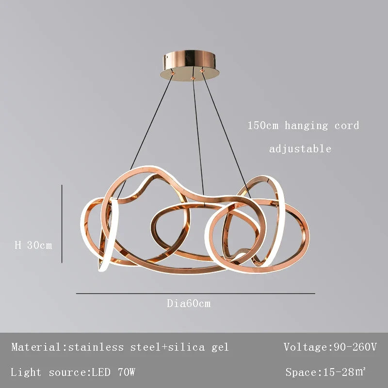 lustre moderne 	 avec lampes led suspendues en silicone